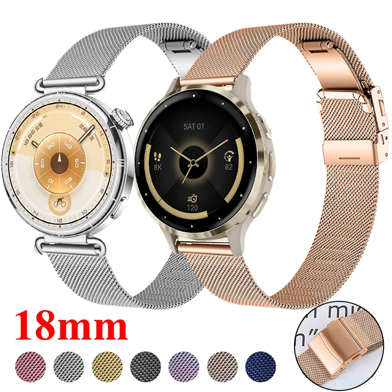 18mm Metall-Uhrenarmband für Garmin Venu 3S 2S Vivoactive 4S Forerunner 265S 255S Xiaomi Watch S4 41 Huawei GT6 5 4 41mm Armband