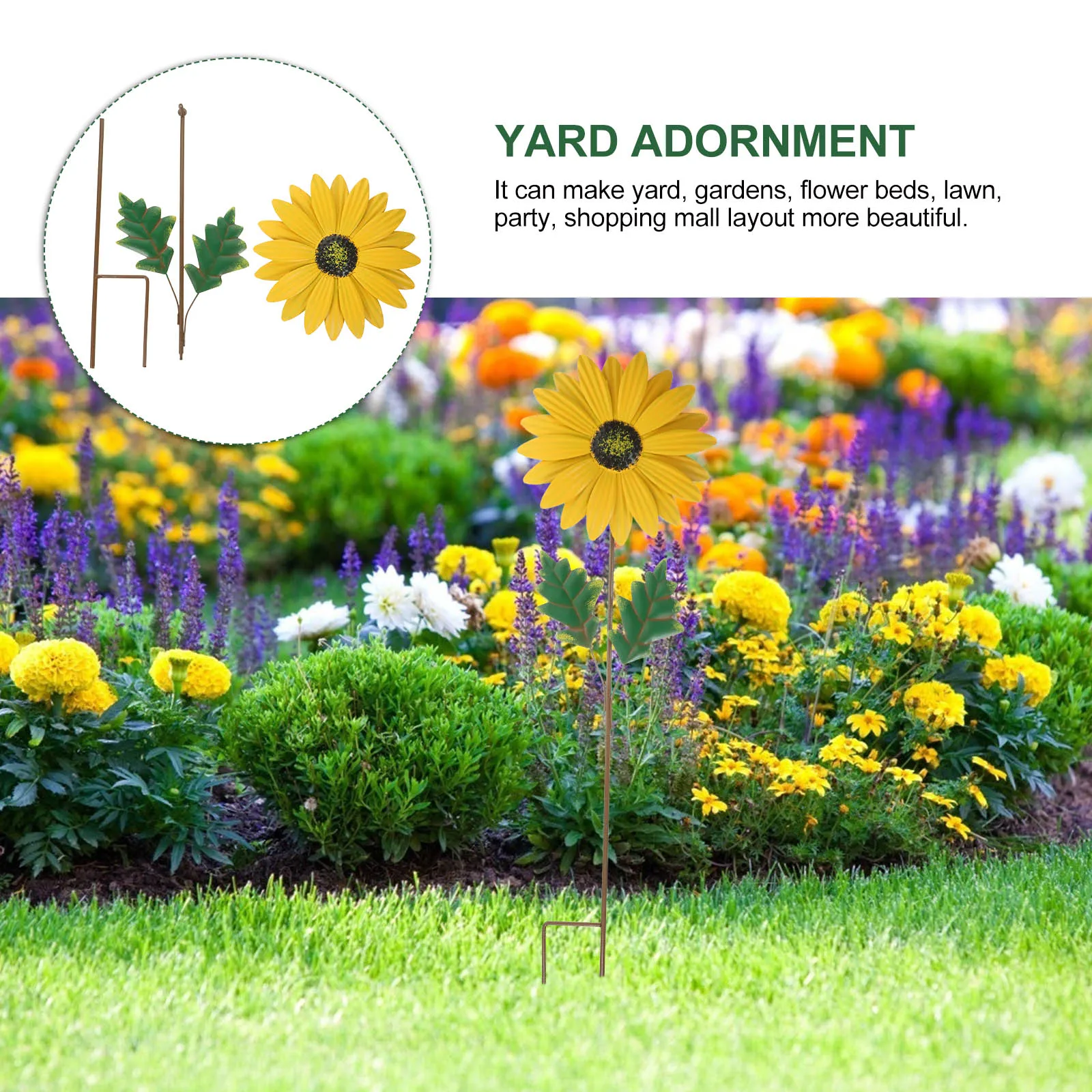 

Colorful Iron Flowers Lawn Decor Blue Pot Inserts Garden Pathway Driveway Spring Metal Flower Stakes Outdoor Yard Plants
