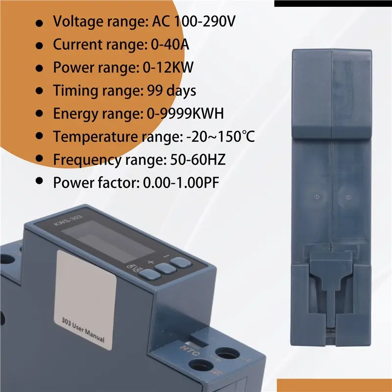 [NEWA76K!】 AC Voltmeter Ammeter Wattmeter Din Rail Mount Energy Meter AC 80-290V Kwh Power Meter LED Digital Display Detector