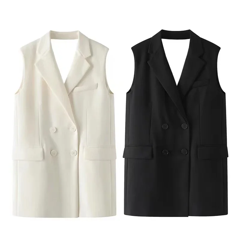 2024 Spring/Summer New in Women\'s Mid Length Sleeveless Jacket Bow Back Suit Outerwear Waistcoat Outerwear Vest SN5294