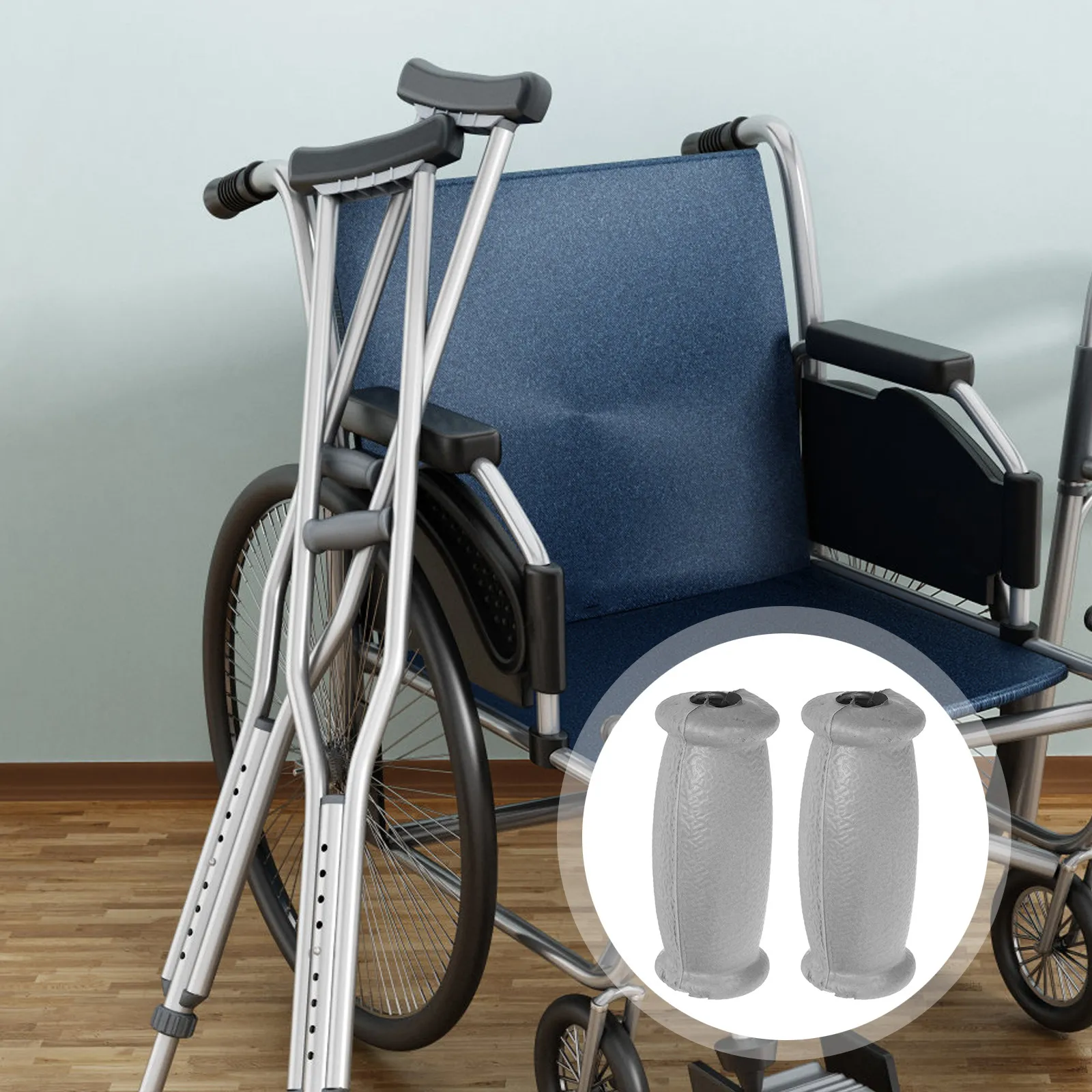 

A Pair of Premium Antiskid Rubber Crutch Handle Grips Replacement Fits Most Standard Crutches Protect Hands Reduce Tension