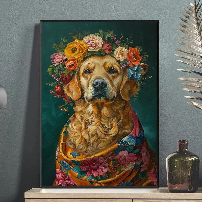 Vintage Maximalist Floral Wild Animal Canvas Painting Lion Owl Peacock Wolf Flower Poster Print Wall Art Picture Home Decor - view 5