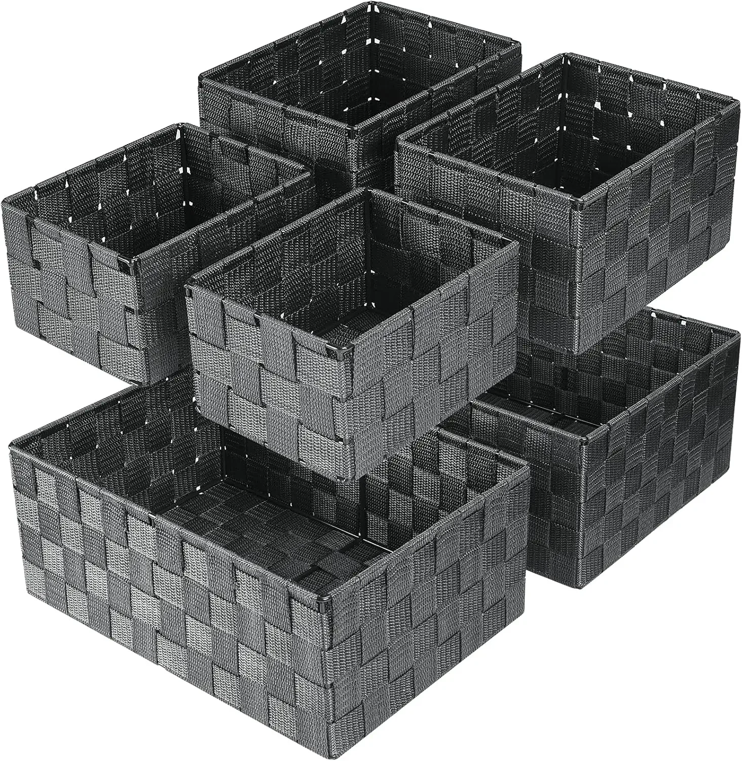 

Woven Storage Baskets Storage Bins Cube Basket Container Baskets Storage Boxes Organizers for Clothes Closet Set of 6 (Grey)