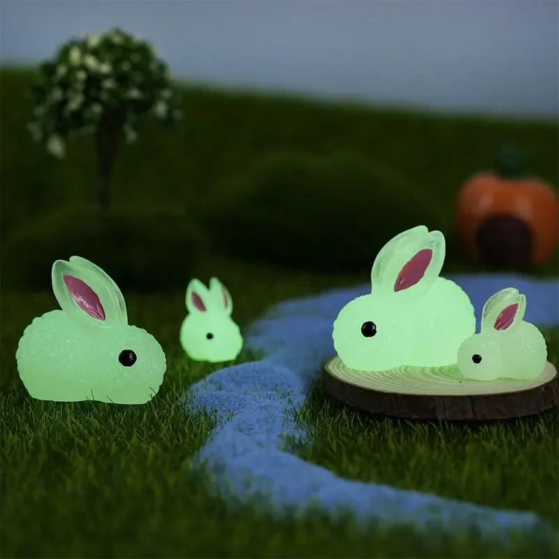 

HOT SALE 5PCS Luminous Toys Miniature Rabbit Glowing Figurines Garden Fairy Decoration Cute Micro Landscape DIY Accessories