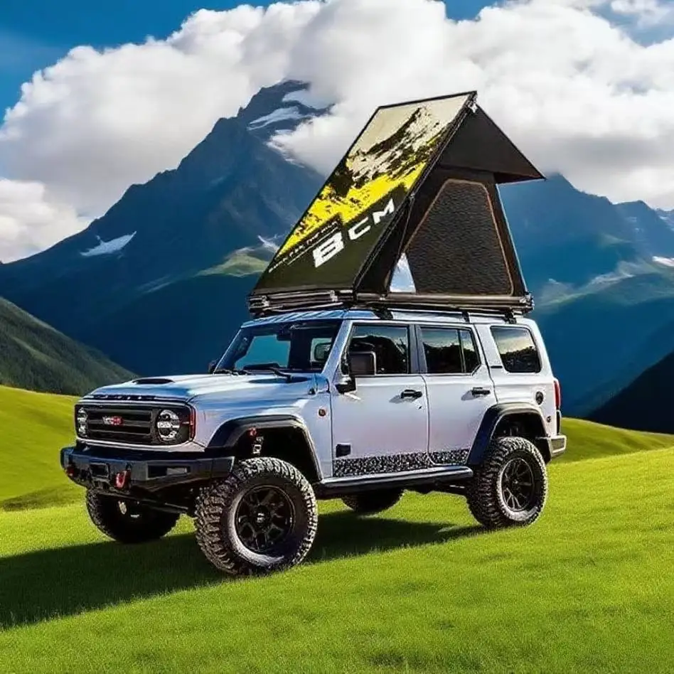 Tienda de campaña para techo, tienda triangular automática de tracción rápida para acampar al aire libre, tienda dura de aleación de aluminio para coche
