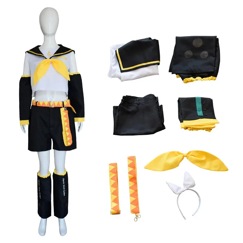 2025 aaa Rin Len Halloween Uniform Cosplay Complete Costumes sets Tops+Shorts women men Customized