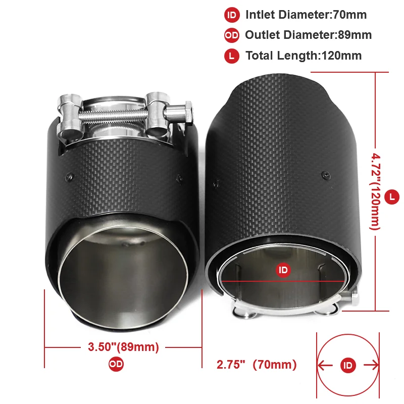 4 Pcs Carbon Fiber Exhaust Tips For BMW F87 M2 F80 M3 F82 F83 M4 Exhaust Pipe ID 70mm Inlet Muffler Nozzle Exhaust System