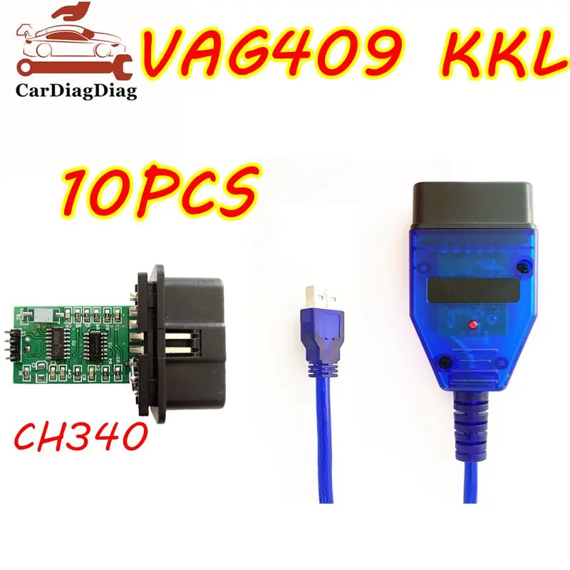 

10Pcs/Lot CH340 For VAG KKL 409.1 Diagnostic Interface For VAG-COM KKL 409 Scanner For VAG409 OBD2 Diagnostic Cable