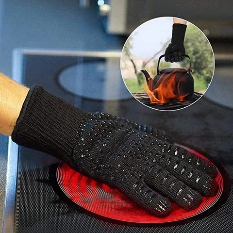 1Pc 500/800 Degree Oven Mitts Gloves BBQ Silicon Gloves High Temperature Anti-scalding Insulation Barbecue Microwave Cooking