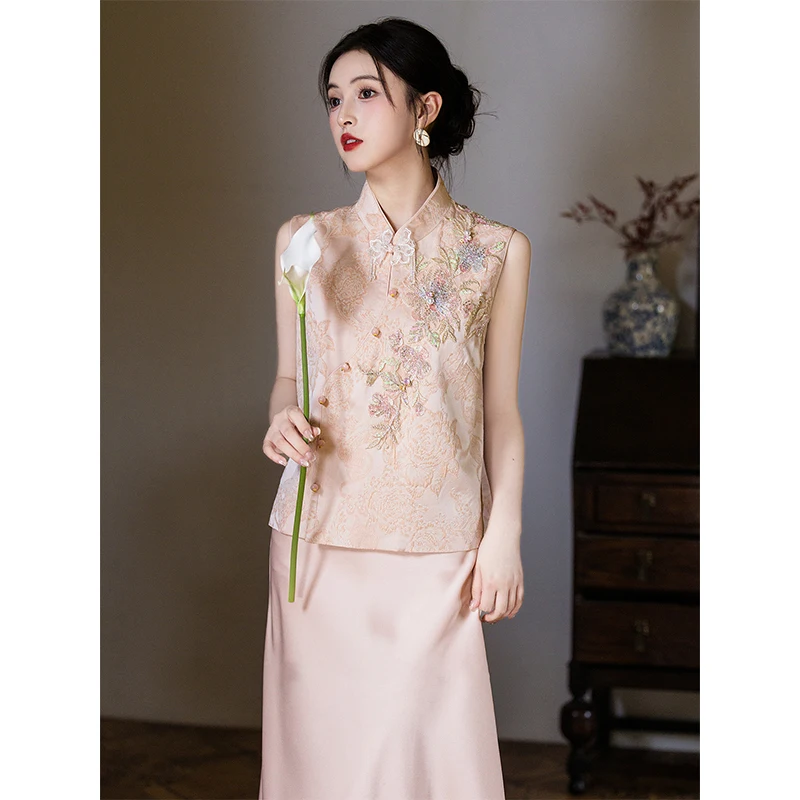 

2026 New Bride Toast Clothing Casual Pink New Chinese Engagement Dress Dress Cheongsam Set