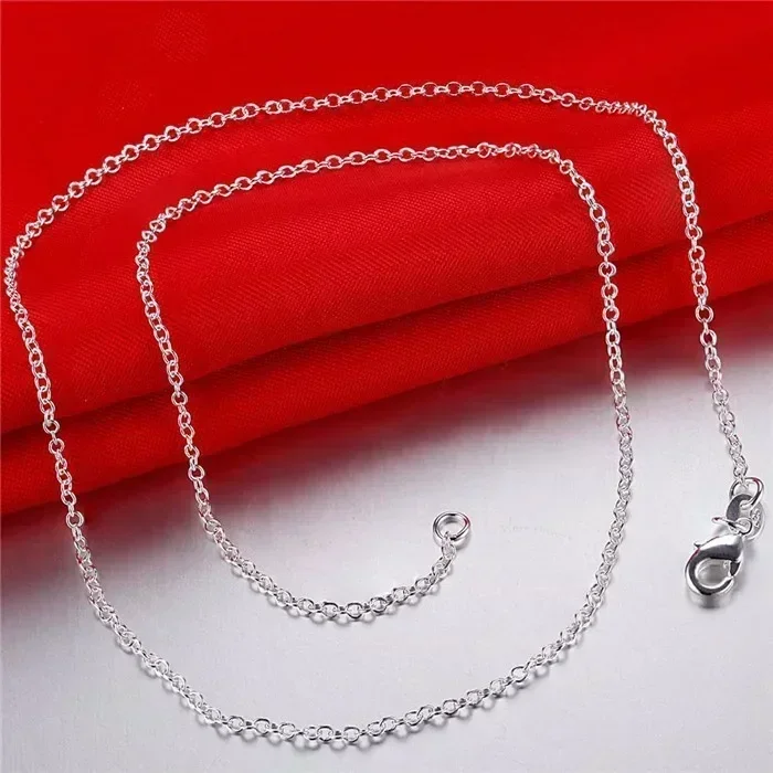 wholesale 5pcs/lot 925 Sterling Silver Chain necklace,Fashion Men/Women DIY Jewelry Rolo Chain 1mm Necklace 16 18 20 22 24\