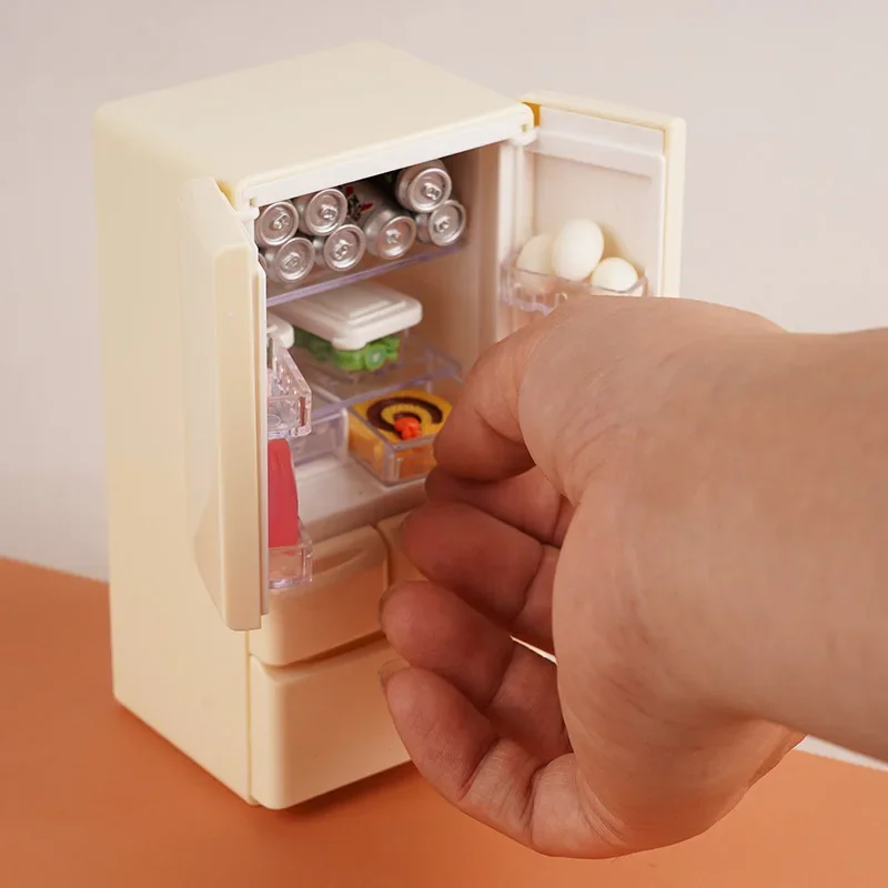 ثلاجة صغيرة مصغرة الغذاء مسرح اللعب بيت الدمية لعب المطبخ المشهد جيب الأثاث المنمنمات المشهد ديكورا