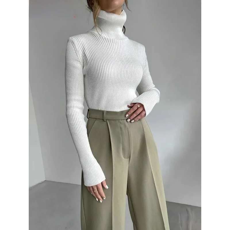 

Thi Women's Turtlene Sweaters Autumn Winter Slim Fit Low Waist ort Pants Bamboo Fiber Ladies Premium Clothing