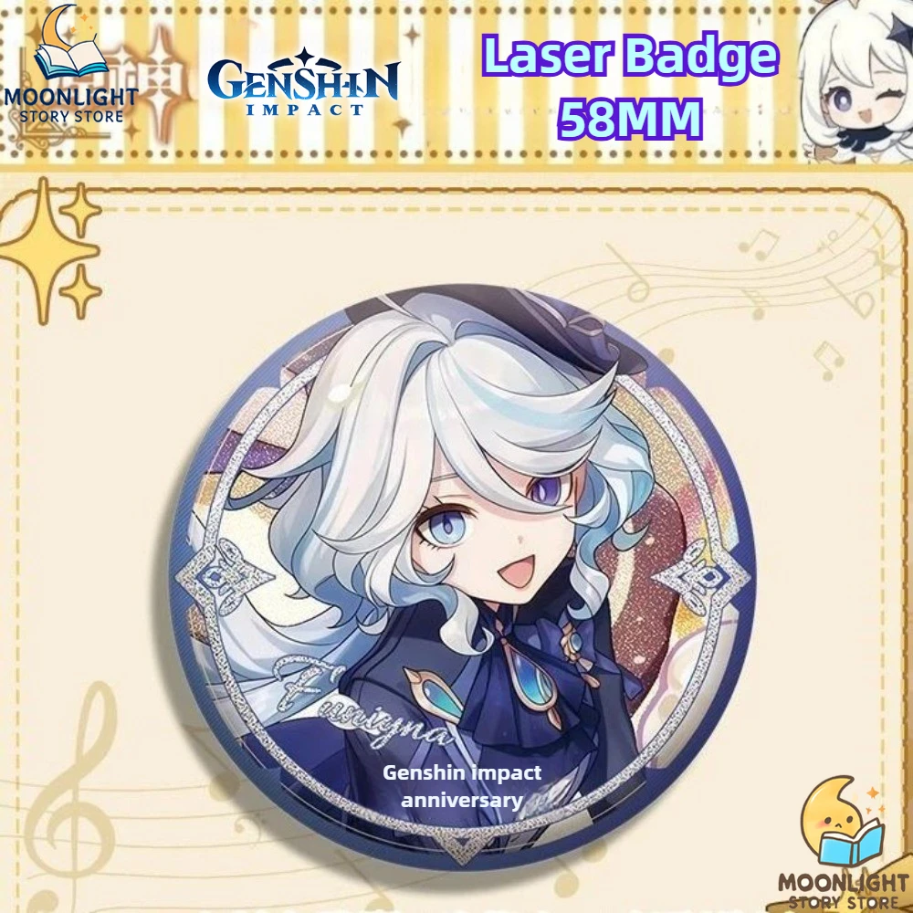 Genshin Impact Game Merch Badge Fernina Thunder General Zhongli Mavica Narcida Venti Pendant Gift Fan Collectible for Backpack