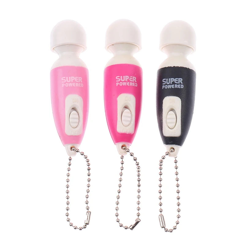 Portable Mini Massage Stick Tiny Stress Relief Electronic Key-Chain Ring Full Body Massager With Button ( Random Color )