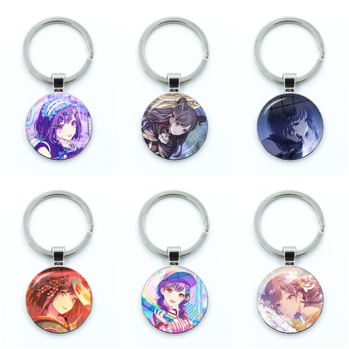 Project SEKAI Anime Shinonome Ena Enanan Keychain Glass Cabochon KeyRing Bag Car Key Chain Ring Holder Charms Jewelry Gifts