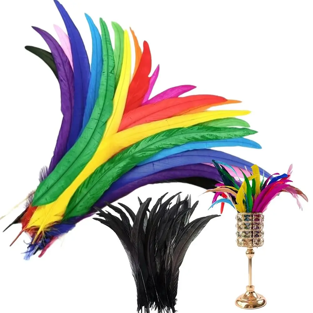20Pcs Decorative Feather Plumes Rooster Tail Feathers 25-30cm Length Firm Quill Costume Feathers Natural Feather Smooth Surface