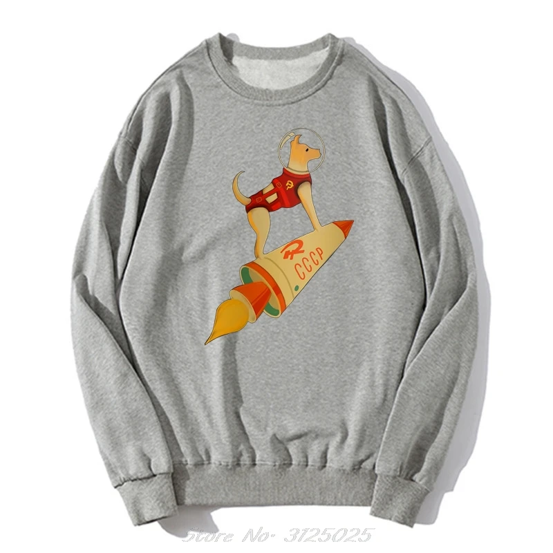 Cccp Soviet Laika The Russian Space Super Rocket Dog Hoodie Cotton Fashion Clothing Men Sweatshirt Funny Pullover Streetwear