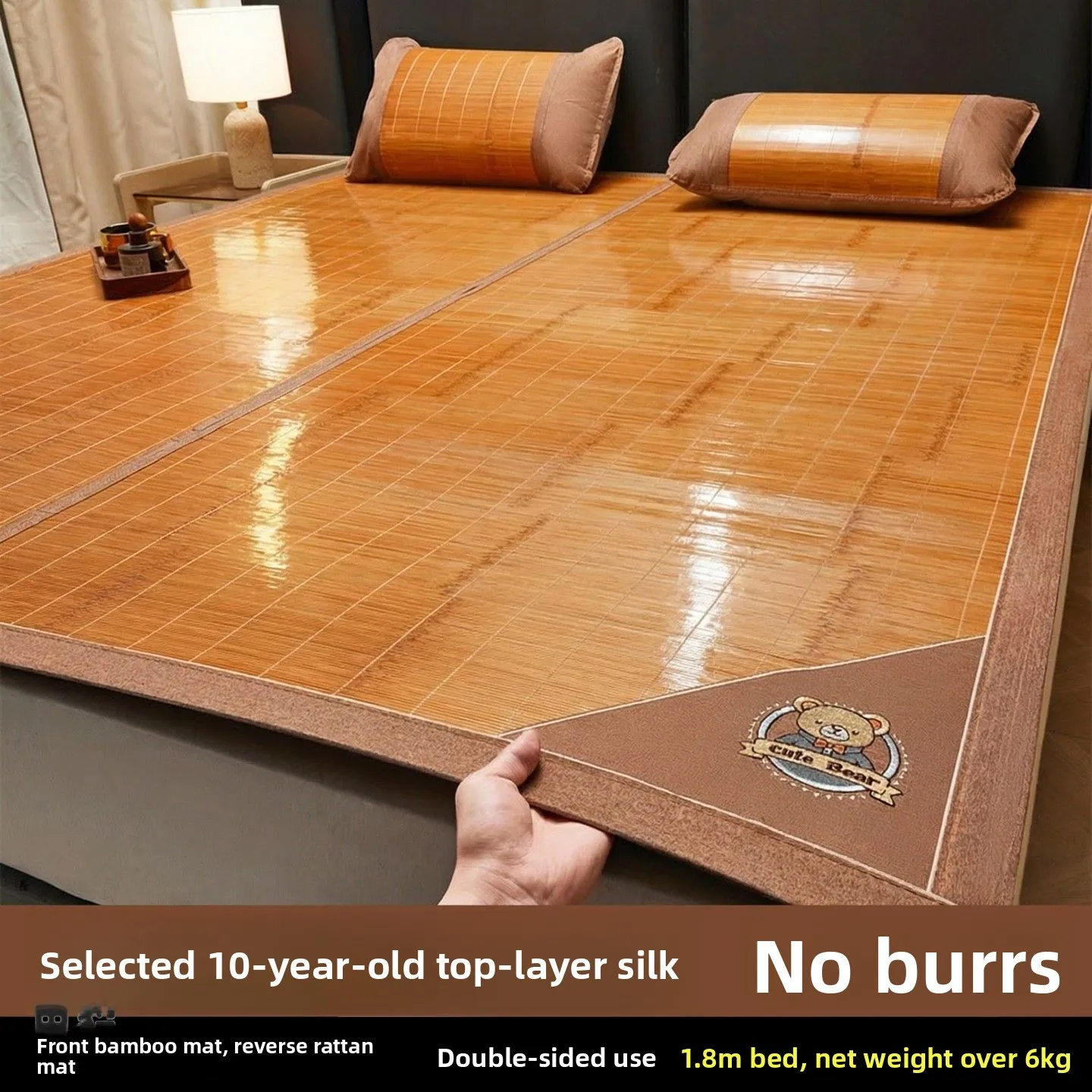 2026 New Pure Bamboo Traditional Style Three-Piece Set Bamboo Mat Cooling Bedding for Single Bed Summer Season Foldable Washable