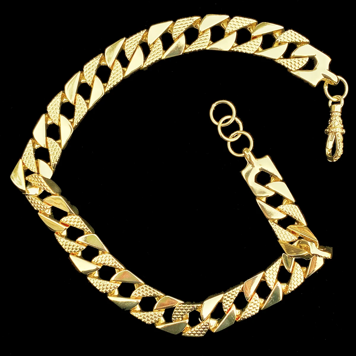 Aokaishen 15mm Semi Patterned Cuban Link Belcher Chain Men Necklace Choker Real Copper Gold Plated Hip Hop Jewelry Alber Clasp