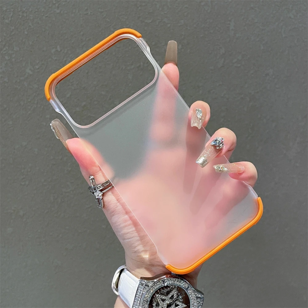 

Ультратонкий безрамный матовый полупрозрачный чехол для телефона iPhone 17 16 Pro Max 15 14 13 12 Тонкий безрамный простой твердый чехол