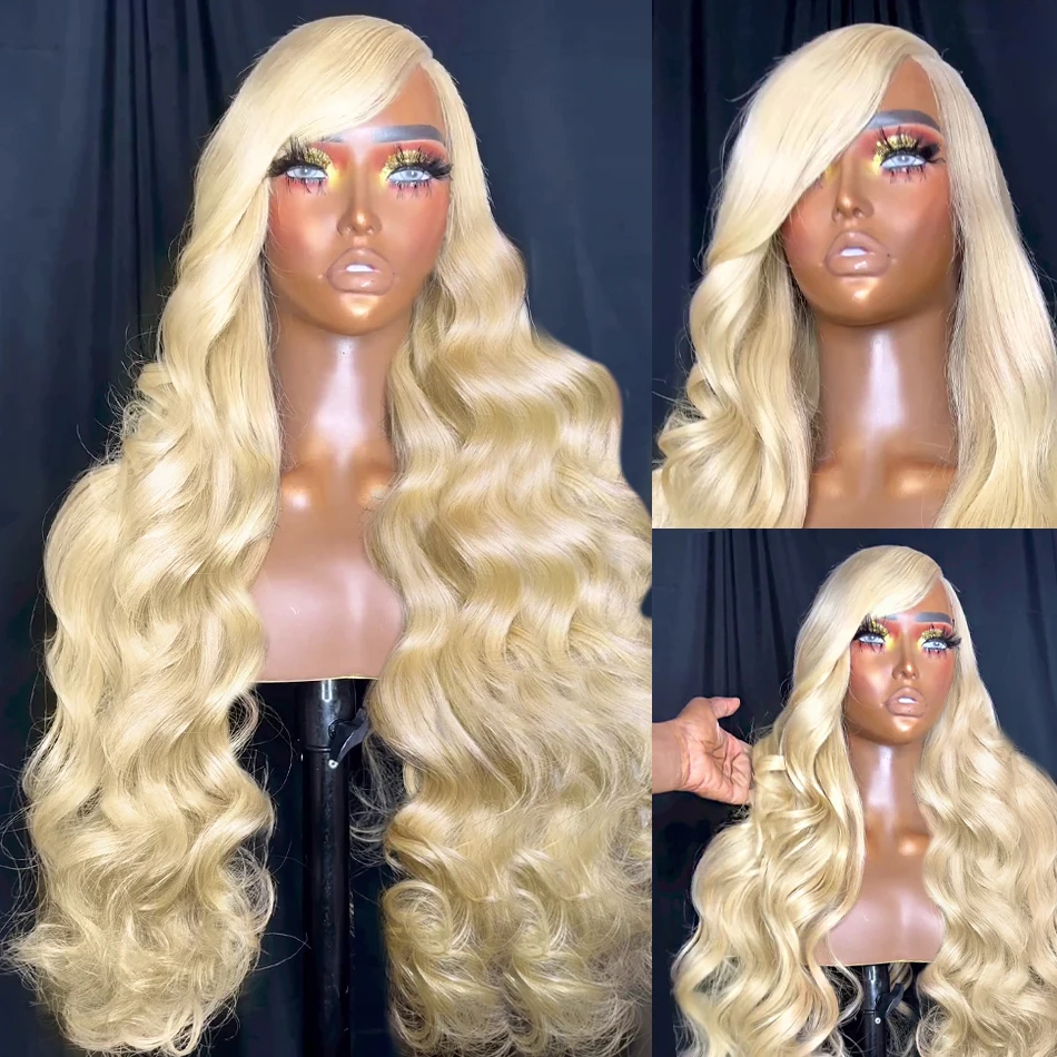 Perruque Lace Front Wig Body Wave Naturelle, Cheveux Humains, Blond Miel 613, 13x4, Transparent HD, 13x6, 40 Pouces, pour Femme