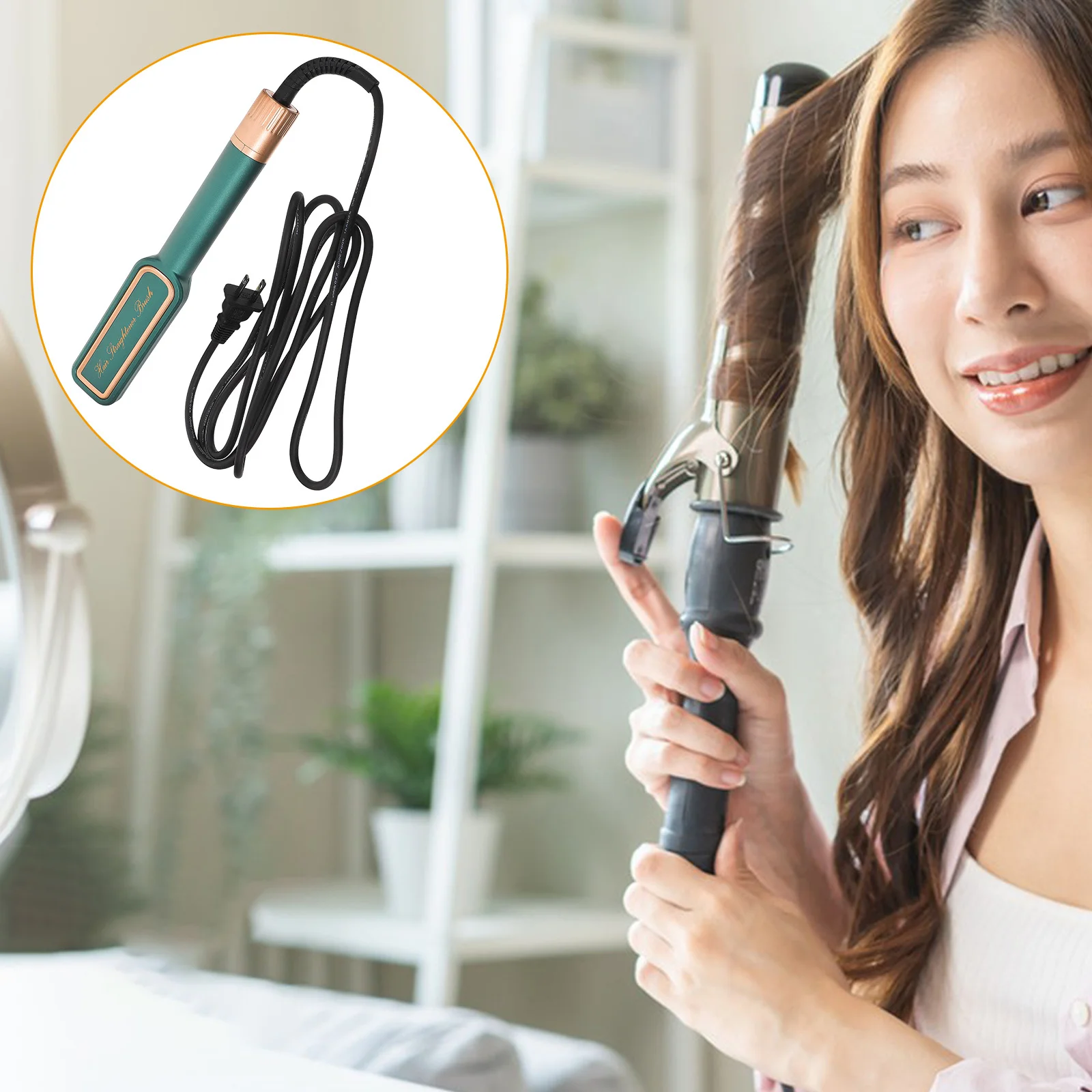 أداة تصفيف الشعر المحمولة بدرجة حرارة قابلة للتعديل لأنواع الشعر المختلفة، فرشاة فرد الشعر المحمولة #4