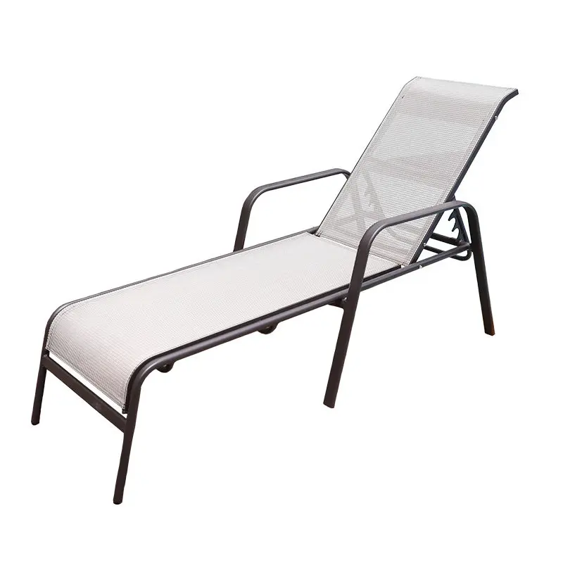 Outdoor bed beach chair folding lounge chair can lie flat back chair outdoor waterproof and sun protection