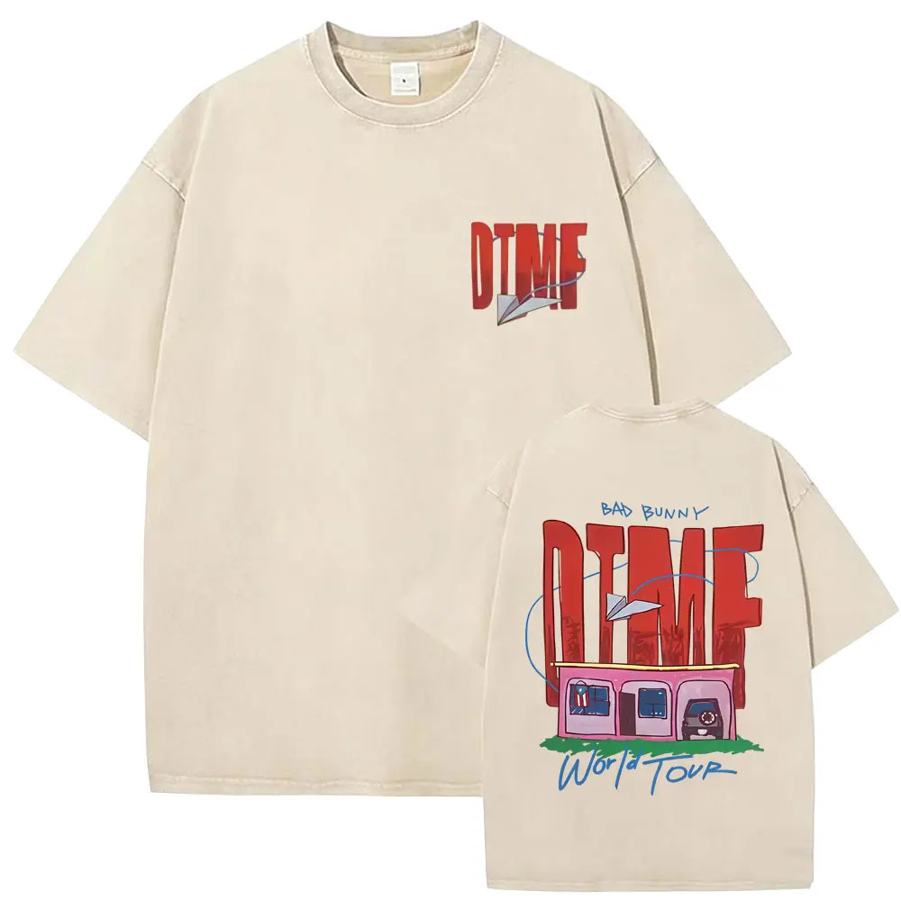 Awesome Rapper Bad Bunny DeBi TiRAR MaS FOToS DTMF Vintage Washed T-shirt Men Women's Hip Hop Oversized Short Sleeve Streetwear