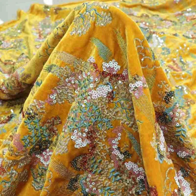 

Three-dimensional sequined embroidery wedding dress fabric a fashionable and long new type of