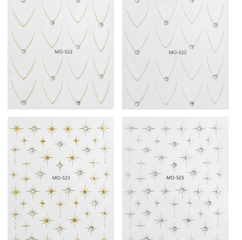 

4pcs Star Stickers Rhinestone Manicure Decals Women French Tip Art Wedding Party Decor Glitter Stickers Moon Star Design Water