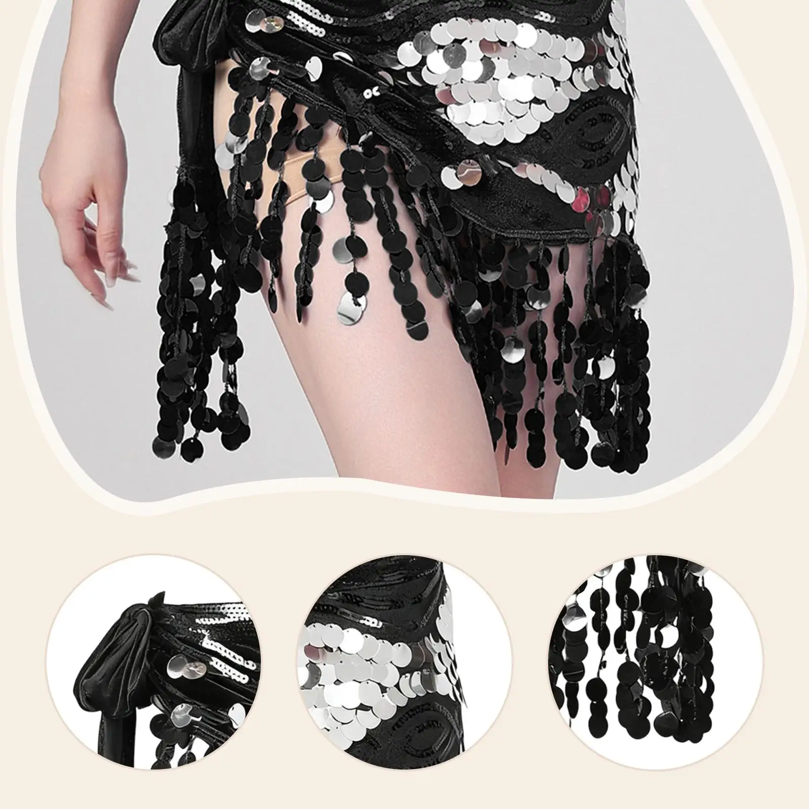 Belly Dance Hip Scarf Wrap Shiny Sparkly Waist Chain for Performance Women Girls