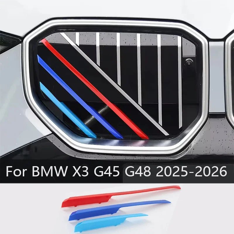 

3 шт. накладки на переднюю решетку автомобиля для BMW X3 G45 G48 2025 2026 трехцветные декоративные аксессуары для решетки автомобиля внешний молдинг