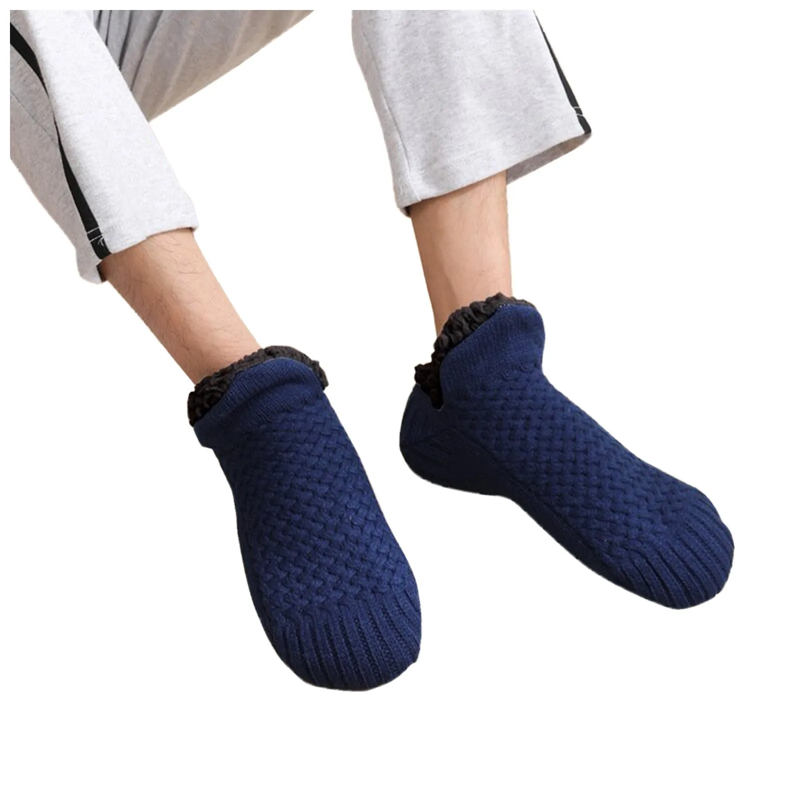 Indoor Floor Non-Slip Thermal Socks Woven And Velvet Indoor Socks Slippers Thermal Slipper Bottom Dispensing Socks For Women