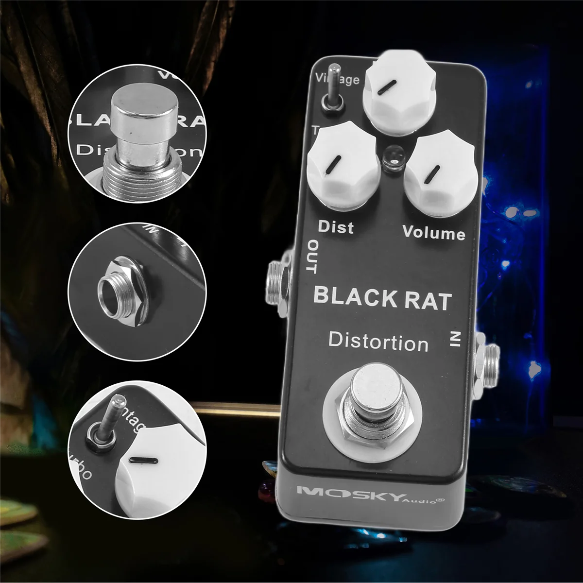 Pedale effetto Mini chitarra Mosky Black RAT Distortion