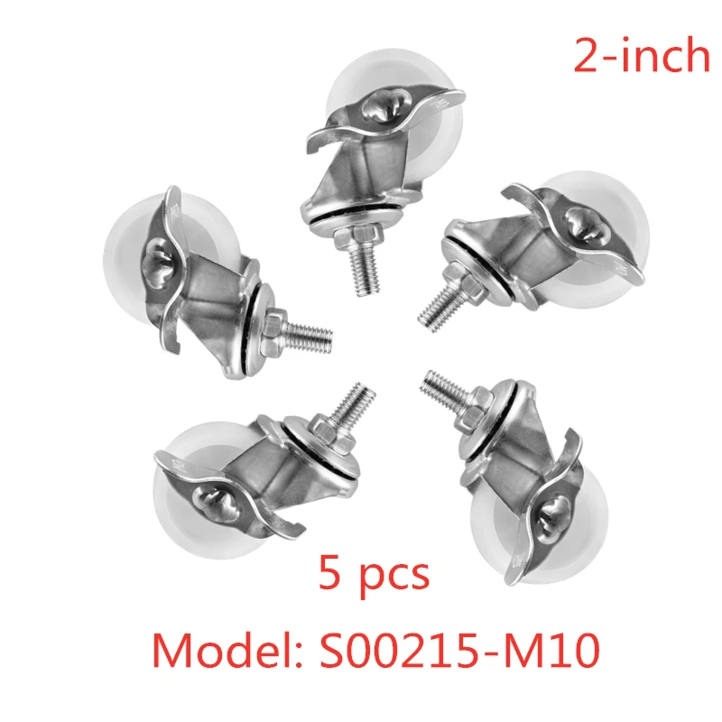 

5 Pcs/Lot 2 Inch M10 Screw With Brake Caster White PP Steering Wheel Rack Pulley Pet Cage