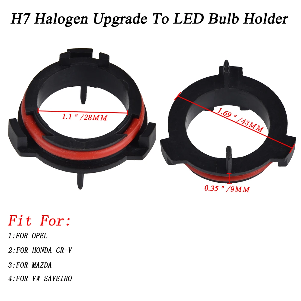 

2PCS H7 LED Car Headlight Bulb Base Adapter Holder Socket Retainer For Opel For Honda CR-V For Mazda For VW Saveiro