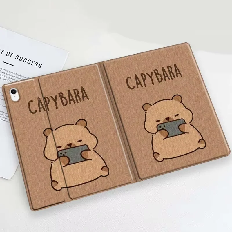 Cute Cartoon Capybara Bubble Tea For Samsung Galaxy Tab S11 S10 S9 S8 S7 S6 A11 A9 A8 A7 10.5 10.4 Lite FE Plus Inch Tablet Case