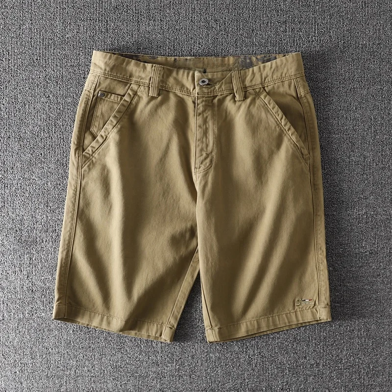 

Summer Men's Casual Five-Quarter orts Beach Travel Loose Fit Cotton Khaki Pure Color Trendy Youth Active Sle Workwear Pants