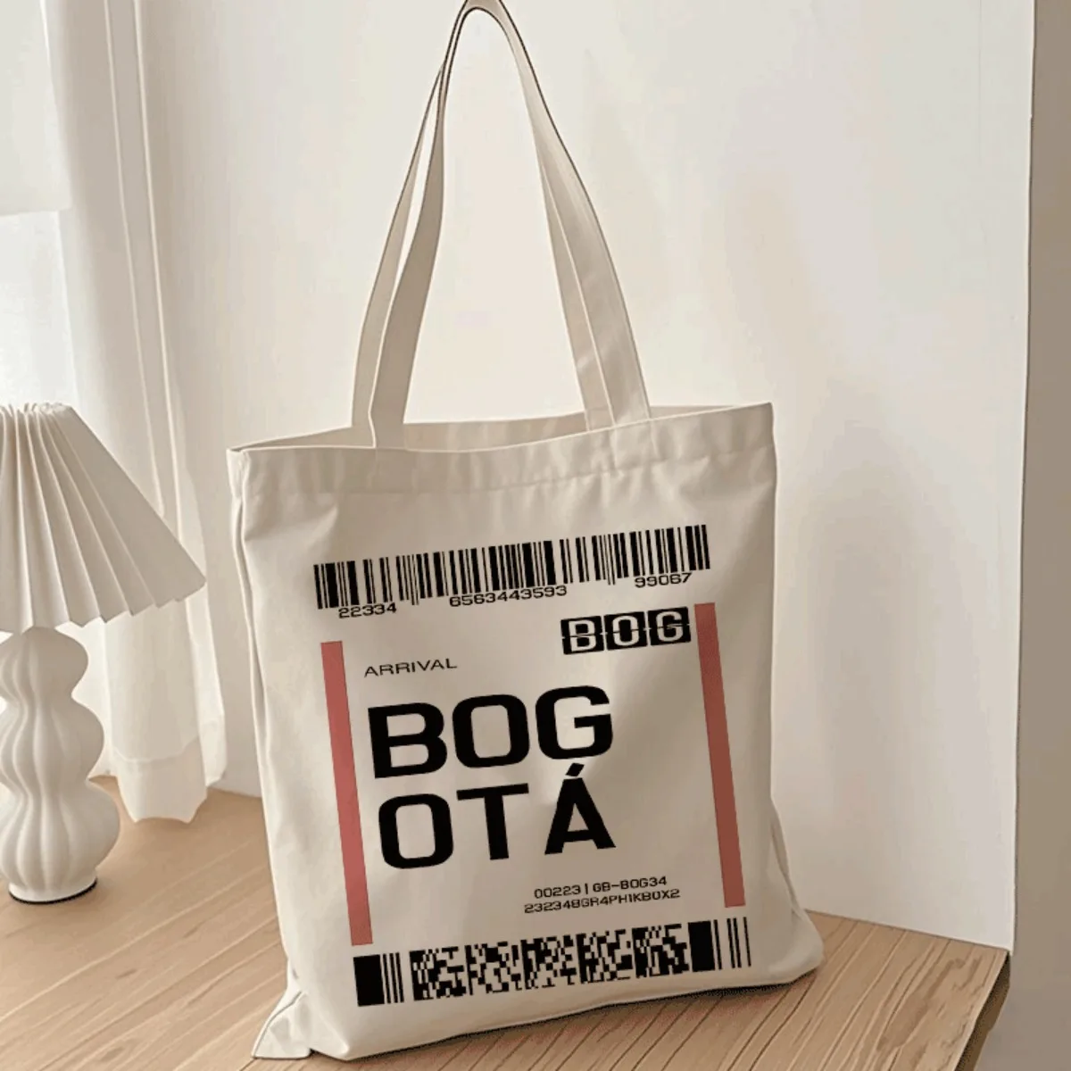 Boarding Pass Tote Bag Colombia Air Ticket Design with Bogota Airport Code Bog Easy Travel Souvenir Lightweight Shopping Bags
