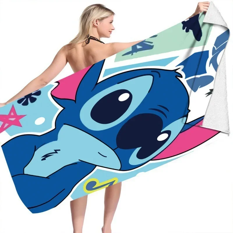 Disney 3D Print Prink Stitch Lilo Angle Bath Towels Microfiber Beach Swimming Towel Decor for Adults Kids Gift 75x150cm