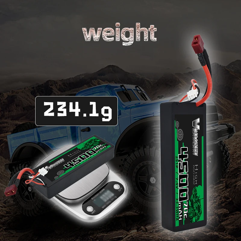 2 pezzi VSVAW Lipo 2S 7.4V batteria 4500mAh 70C custodia rigida batteria Lipo serie da corsa con spina EC5 per RC auto barca rally camion Buggy