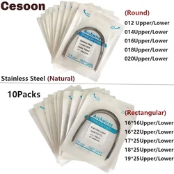 10 pacotes dental ortodôntico arcabins de aço inoxidável redondo retangular arco fio natural super elástico dos materiais do dentista
