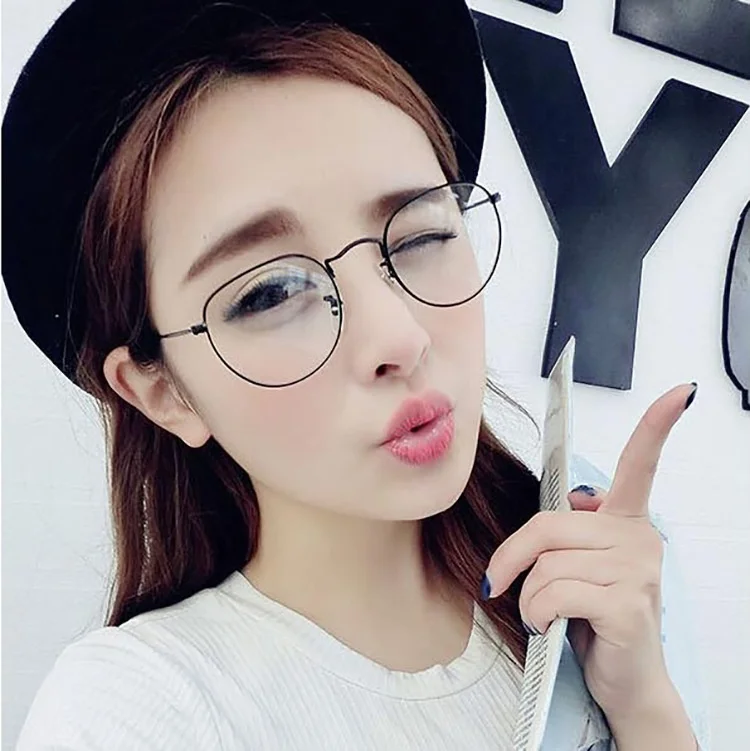 

Metal pattern edge spectacle frame literary Harajuku circular frame mirror trend flat mirror 3447