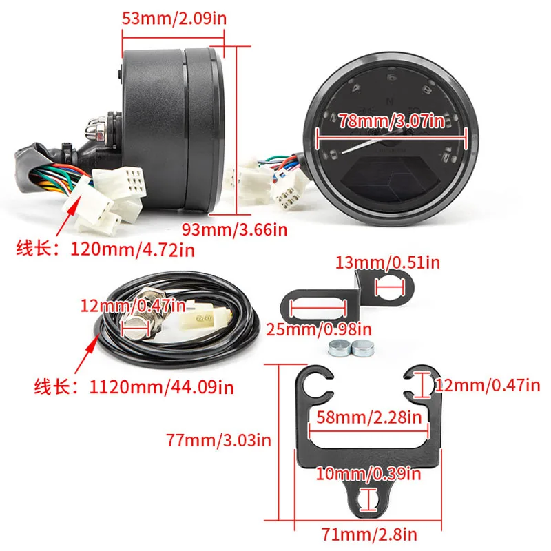 12V Motorcycle Retrofit Odometer Tachometer Led Multi-Function Digital Indicator Fuel Gauge 1-4 Cylinder Motorcycle Meter