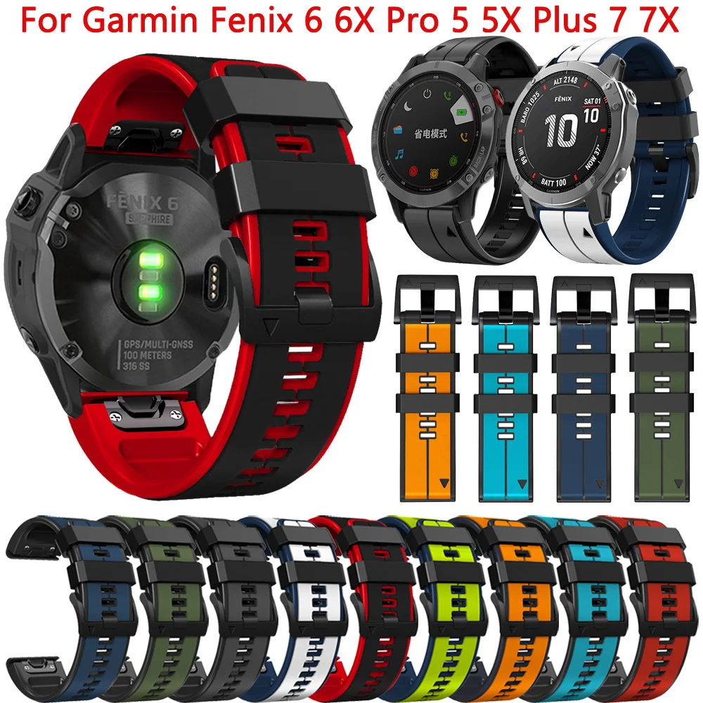 22 26mm Silicone Straps For Garmin Fenix 6 6X Pro 5 5X Plus Smart Watch Band 7 7X 3 3HR 945 Quick Fit Bracelet Watchbands Correa