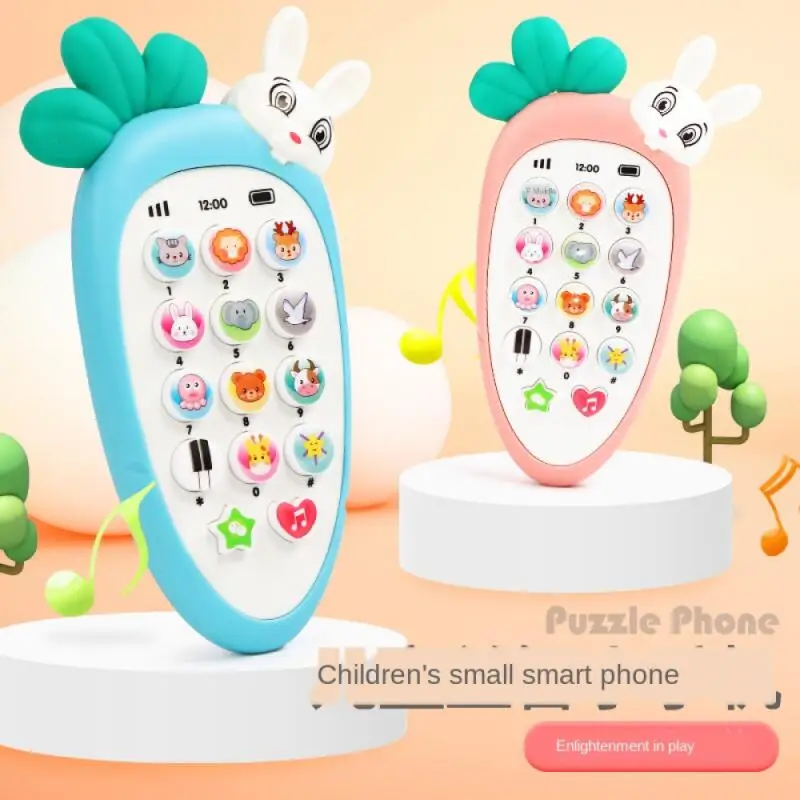 Montessori Baby Radish Phone Toys Music Sound Teether Bitable Educational Learning Story Electronic Sleeping Puzzle Toys Kids