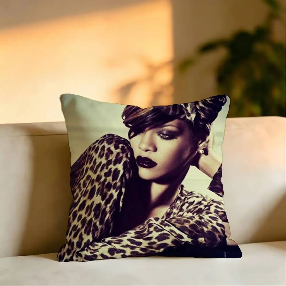Pop Singer Rihanna Square Double-Sided printed Pillow Case Bedroom Bedside Pillow Sofa Cushion Cover