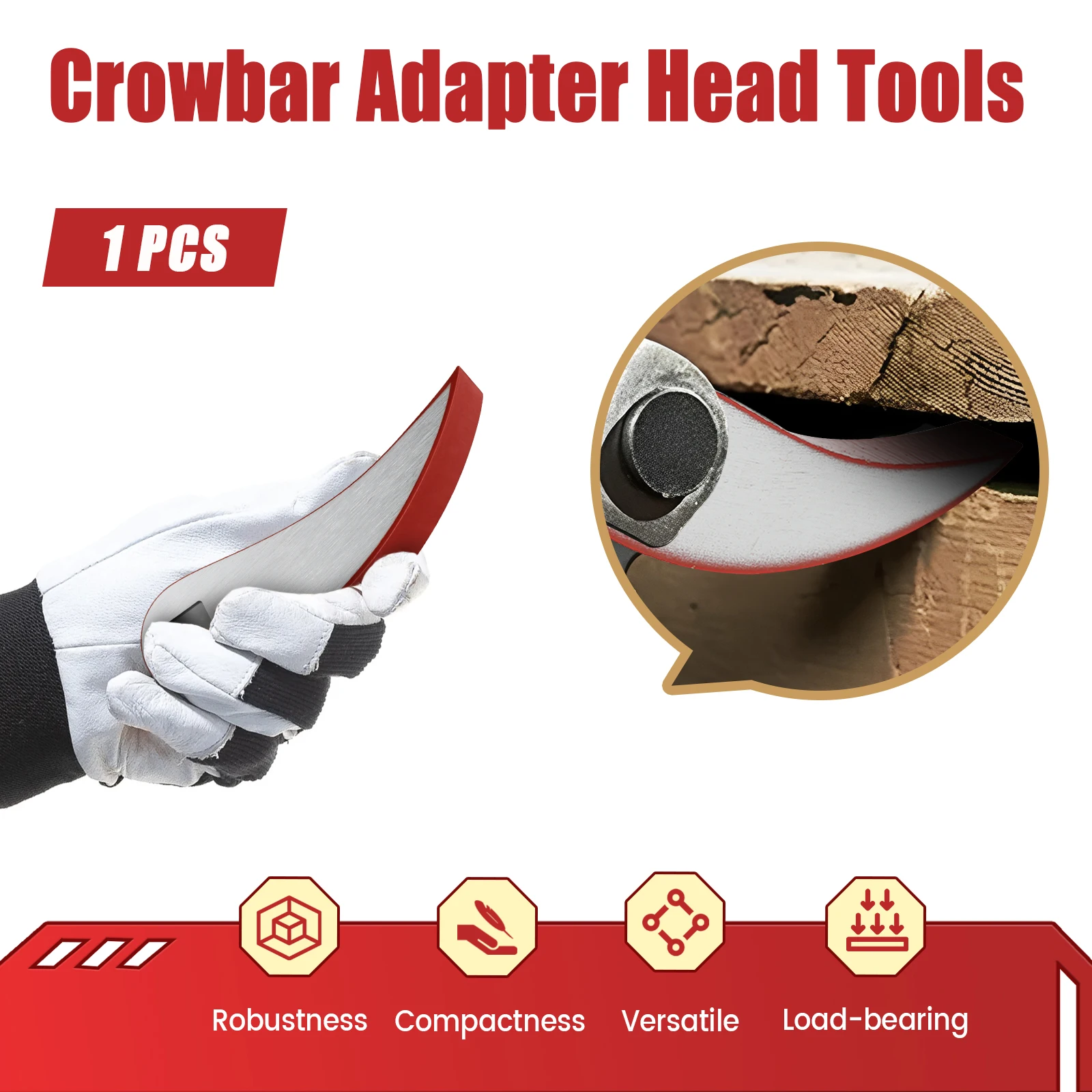 2/1PCS Crowbar Adapter Head Adjustable Ratcheting Pry Bar 3/8