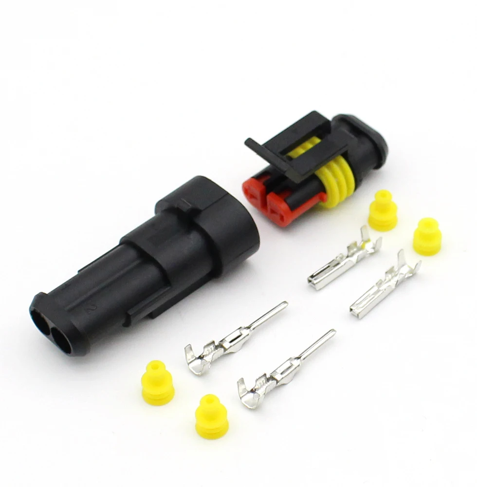 Promotion! 10 Kit 2 Pin Way Waterproof Electrical Wire Connector Plug 1.5mm Terminals 2Pin HID Plug Auto Xenon lamp Plug